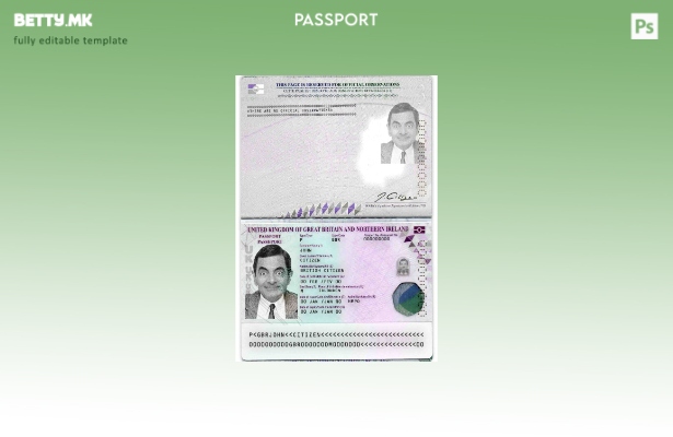 Модерен стил Шаблон за пасош на Обединетото Кралство во формат PSD ( – сегашен).